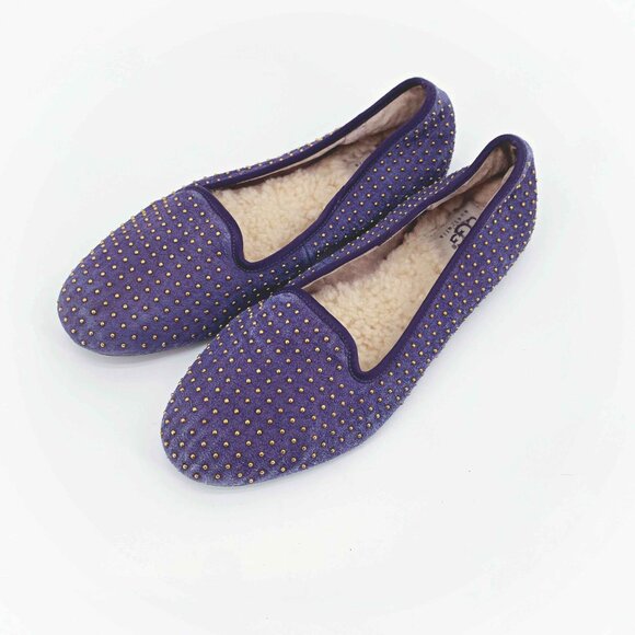 UGG Shoes - Ugg Alloway Suede Studded Sheepskin Lined Flats